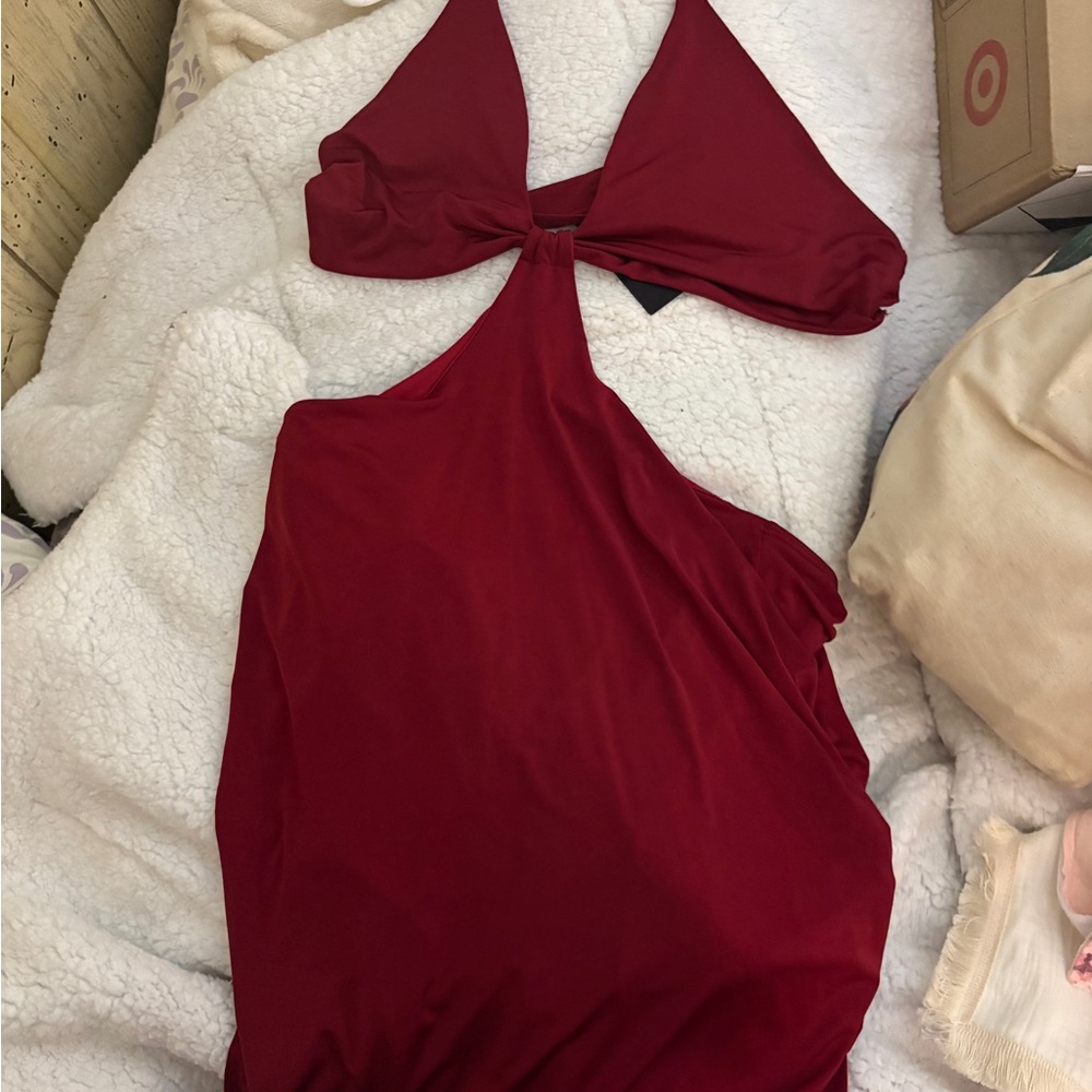 Fashion Nova Red Halter Dress